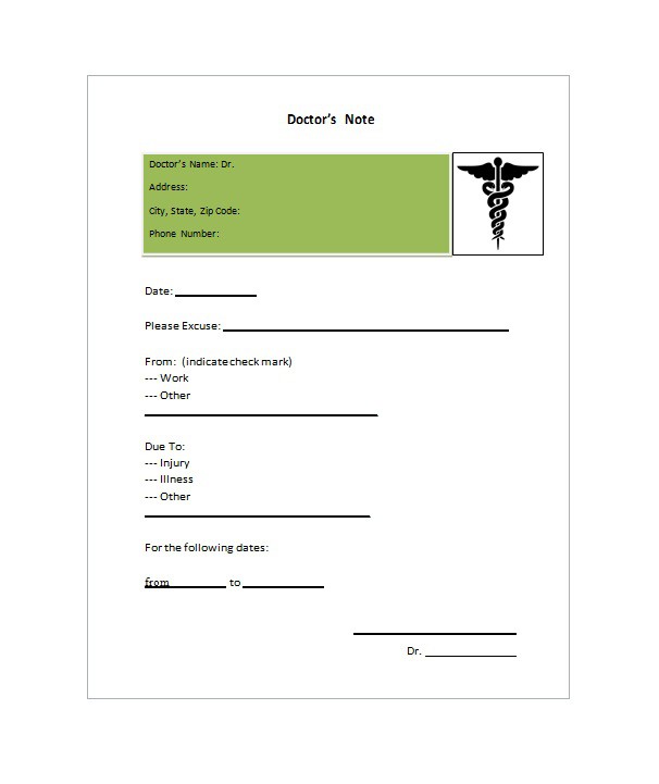 Hospital Note For Work Template from fakedoctorsexcuse.net